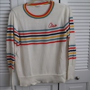 Embroidered “Ciao” striped sweater